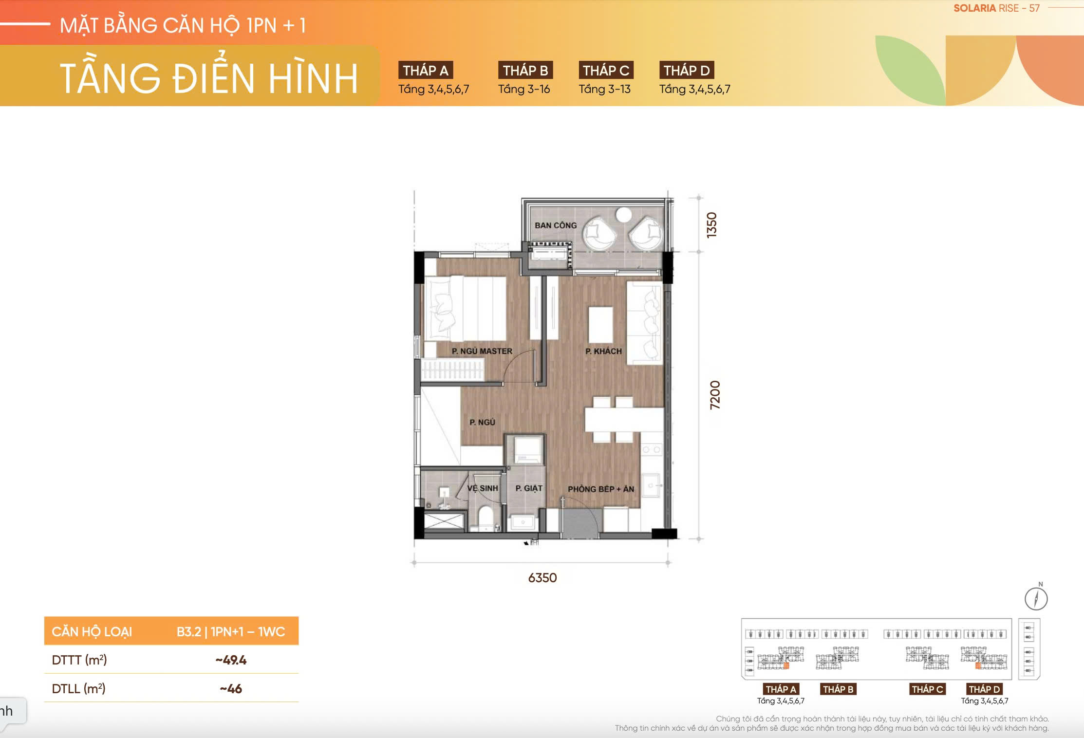 Căn 1+1PN căn hộ Solaria Rise Waterpoint Bến Lức Nam Long