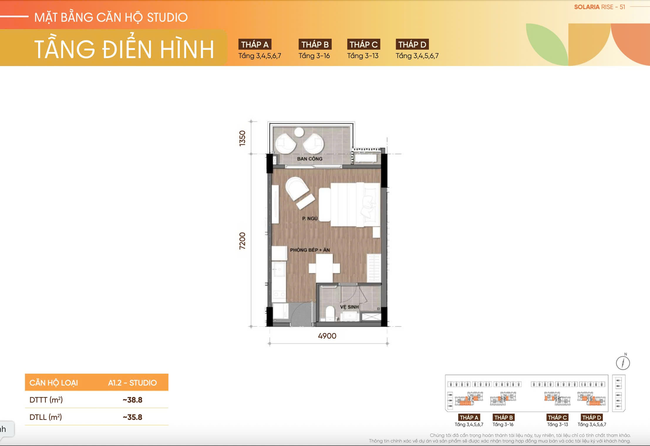 Căn 1PN căn hộ Solaria Rise Waterpoint Bến Lức Nam Long