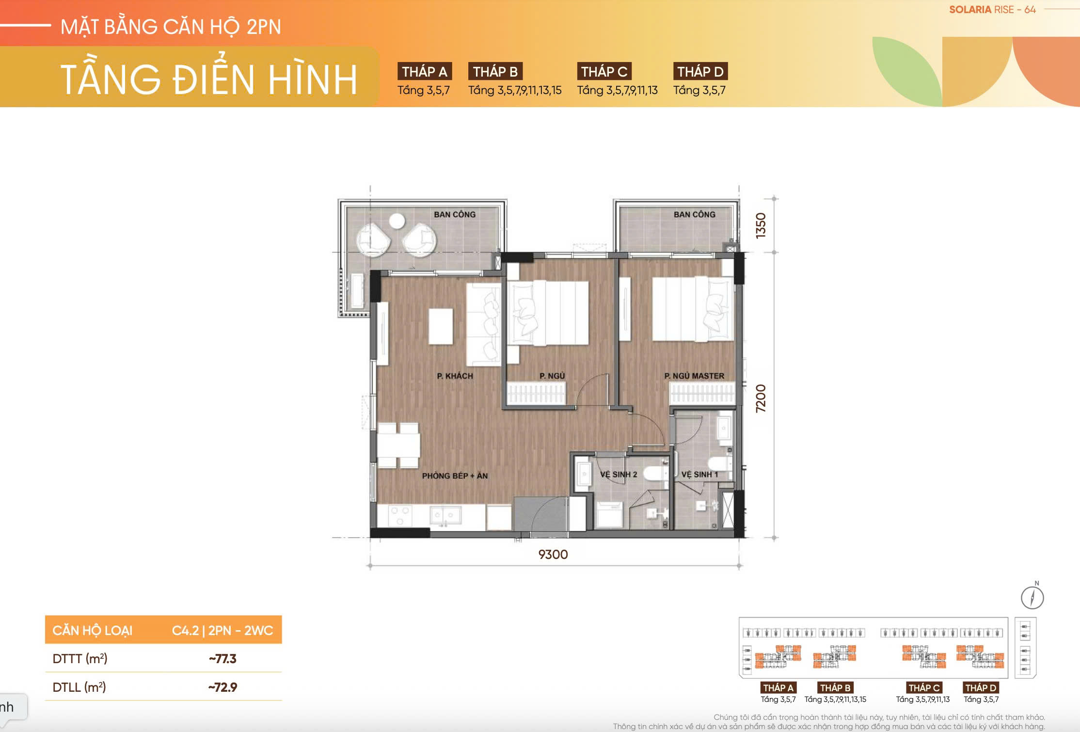 Căn 2PN căn hộ Solaria Rise Waterpoint Bến Lức Nam Long