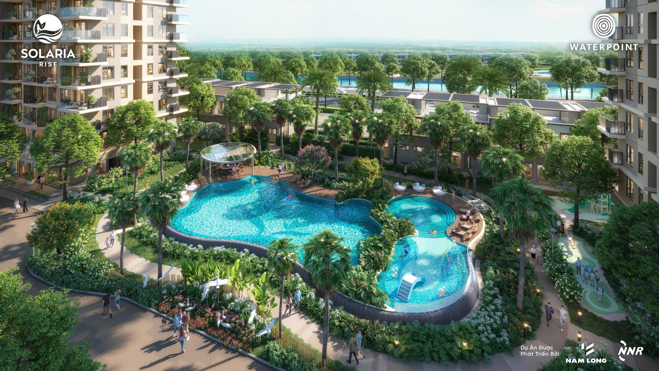 Tiện ích hồ bơi nội khu căn hộ Solaria Rise Waterpoint Bến Lức